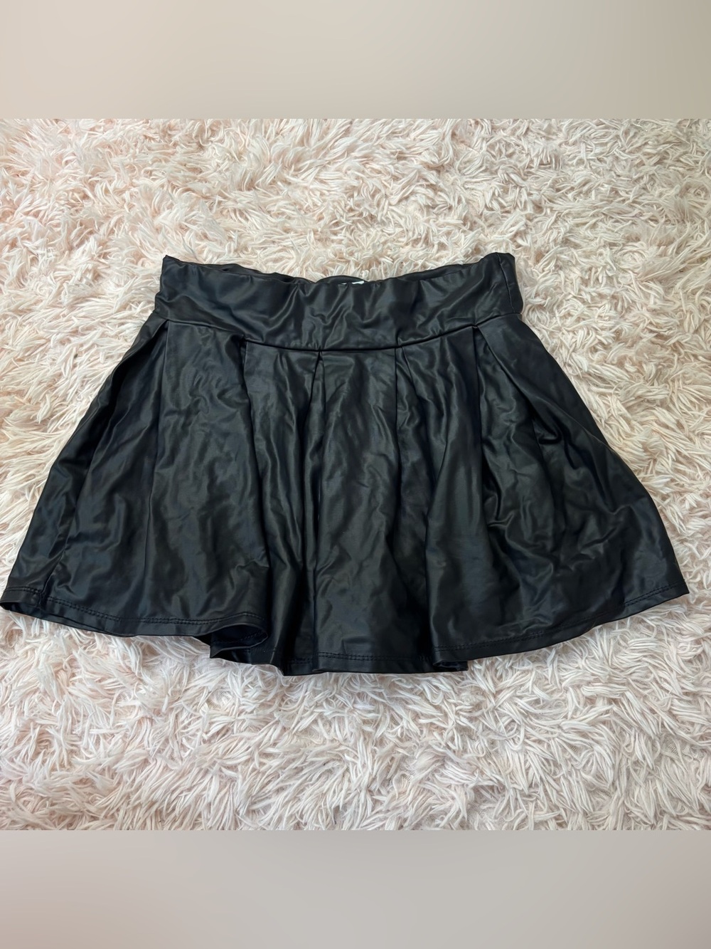 Spirit Black Faux Leather Flared Mini Skirt